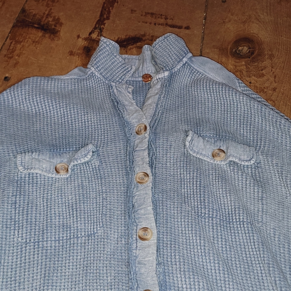 Free People FP ONE Scout Thermal Oversized Button Down Top Shirt - Picture 5 of 11